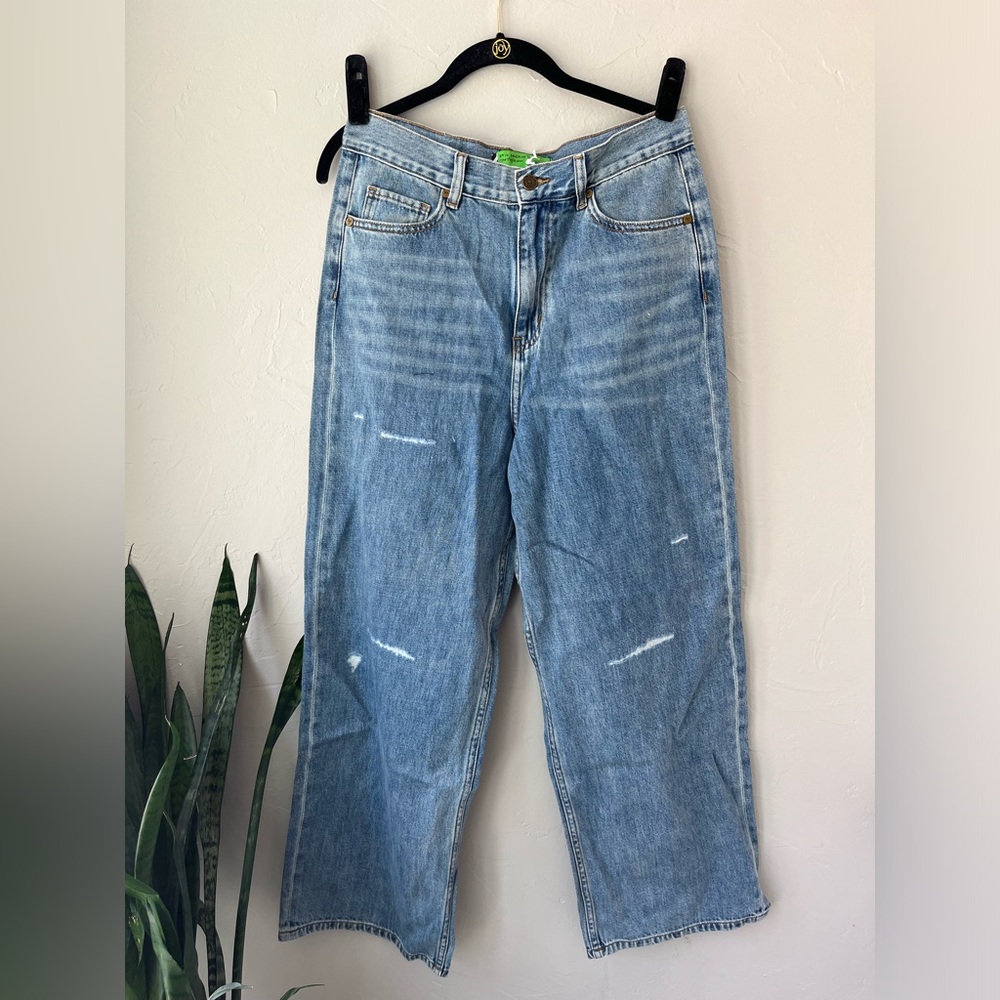 🦋SANDRINE ROSE X FREE PEOPLE WIDE LEG DISTRESSED JEANS IN ORIGINAL 28 - Picture 4 of 7